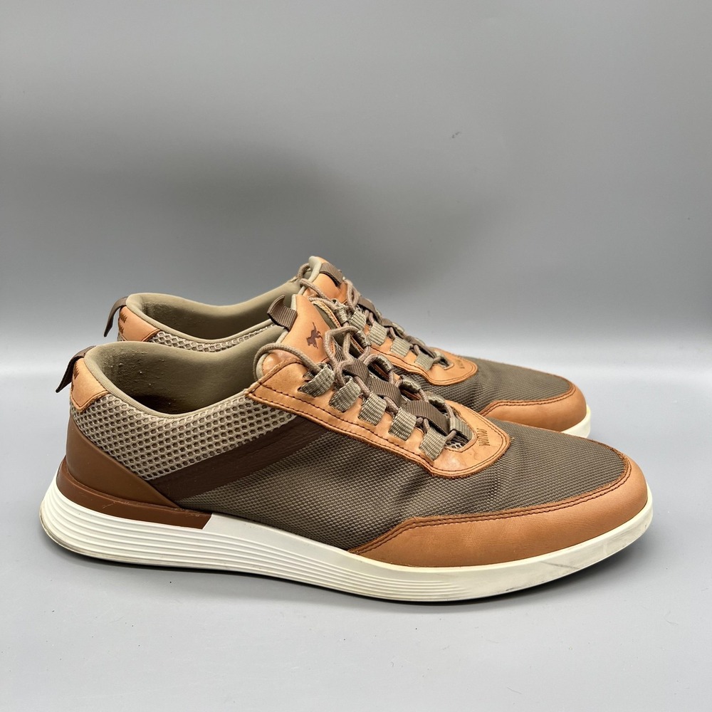 Wolf & Shepherd Shoes Mens 10 Brown Leather Mesh Low Top Casual Sneakers Comfort